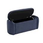 Banquette de rangement rembourrée en velours avec couvercle à charnières