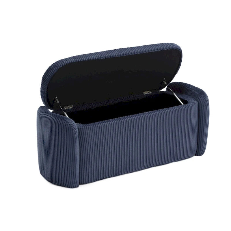 Banquette de rangement rembourrée en velours avec couvercle à charnières