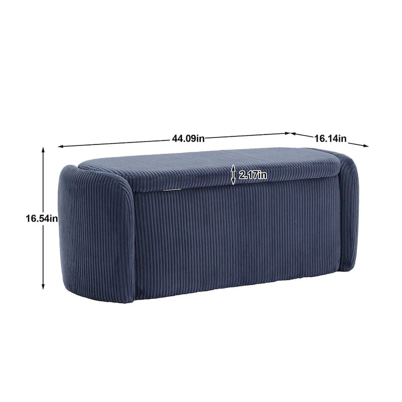 Banquette de rangement rembourrée en velours avec couvercle à charnières