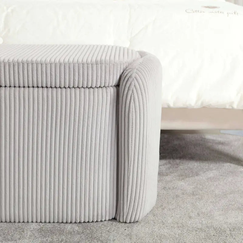 Banquette de rangement rembourrée en velours avec couvercle à charnières