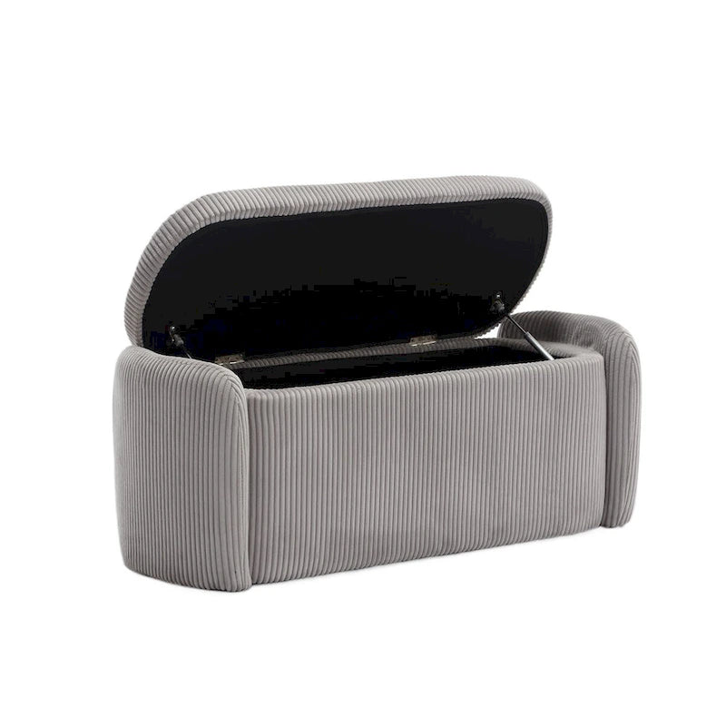 Banquette de rangement rembourrée en velours avec couvercle à charnières