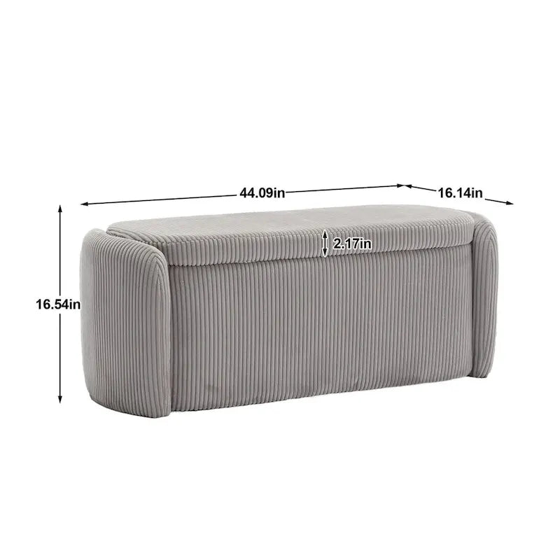 Banquette de rangement rembourrée en velours avec couvercle à charnières
