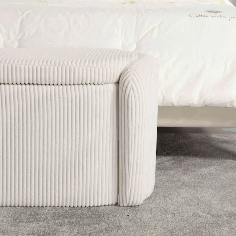 Banquette de rangement rembourrée en velours avec couvercle à charnières