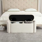 Banquette de rangement rembourrée en velours avec couvercle à charnières