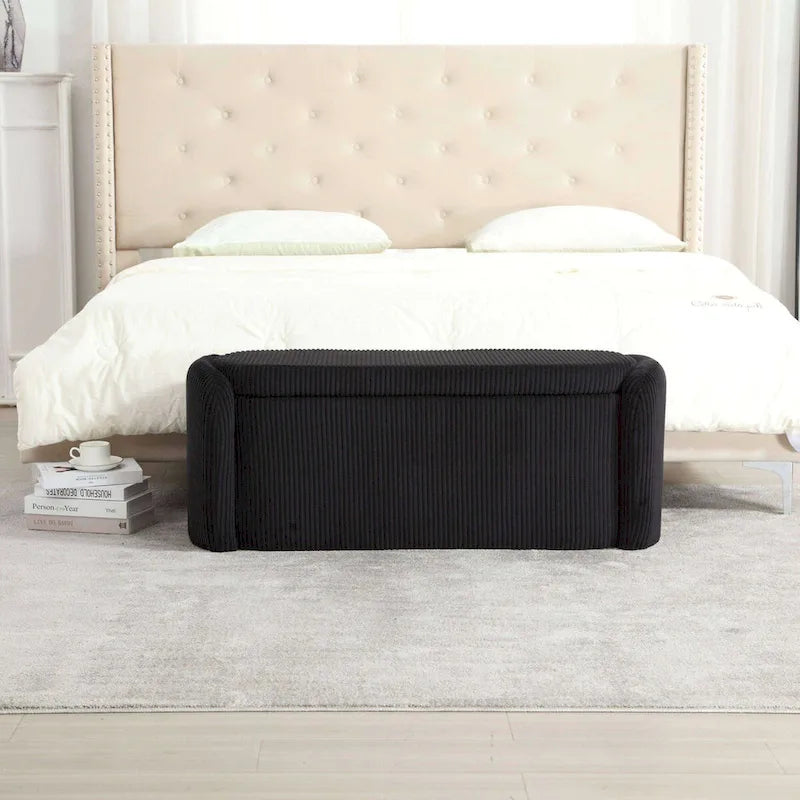 Banquette de rangement rembourrée en velours avec couvercle à charnières