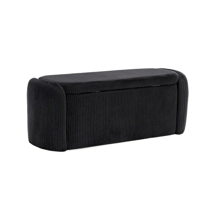 Banquette de rangement rembourrée en velours avec couvercle à charnières