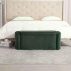 Banquette de rangement rembourrée en velours avec couvercle à charnières